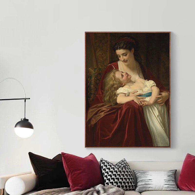欧式人物 布格罗有框画人物肖像画卧室客厅餐厅挂画墙画油画喷绘