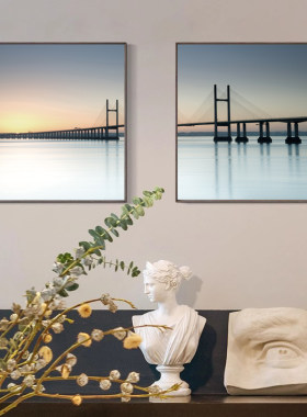简约现代有框画海景 卧室客厅餐厅挂画 墙画 风景油画喷绘