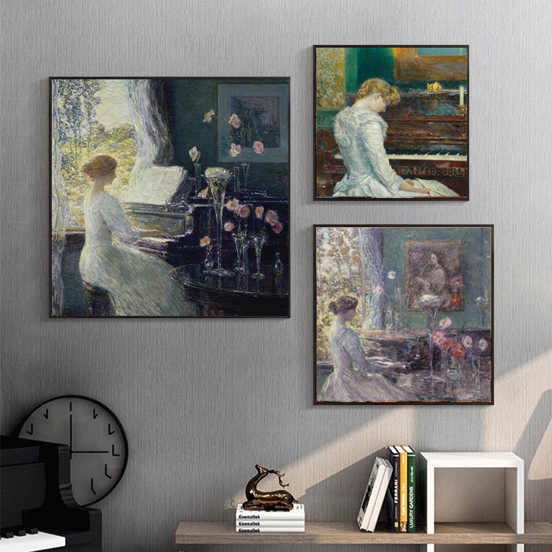 柴尔德.哈萨姆 印象派人物风景有框画卧室客厅餐厅挂画墙画喷绘