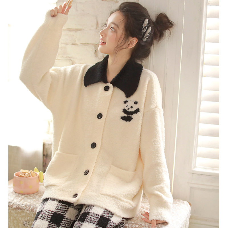 秋冬加绒保暖女士家居服套装