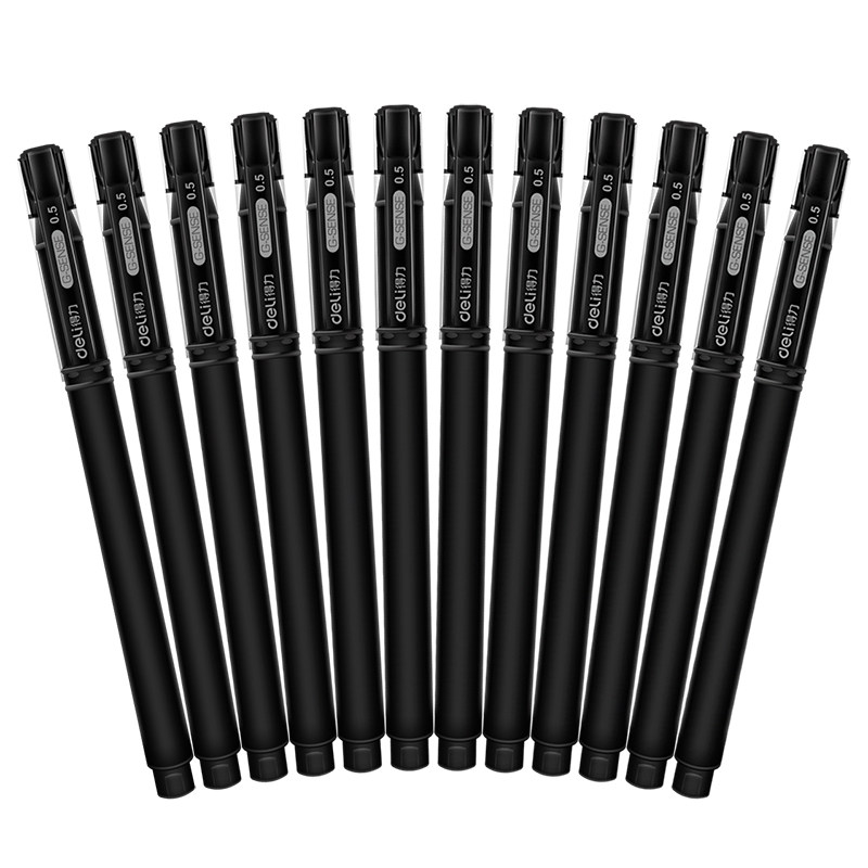 得力S65中性笔0.5mm学生用考试黑色碳素笔子弹头签字笔12支装包邮,文具电教/文化用品/商务用品,中性笔,淘宝优惠券,粉丝福利购,淘宝优惠卷