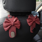 汽车挂钩适用宝马车载座椅背火山红超纤皮挂钩奔驰奥迪蝴蝶结挂钩