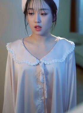 短剧全能少女力挽狂澜苏眠同款粉色娃娃领长袖睡衣家居服套装女夏