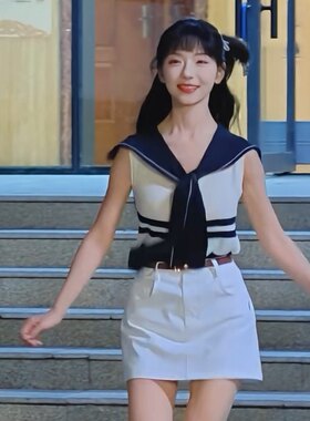 予你朝朝暮暮王云云同款海军领条纹针织T恤女2026夏季新款