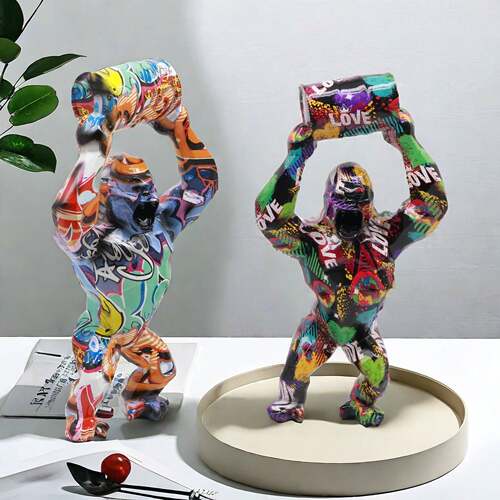 Colorful Barrel Gorilla Resin Ornament, Creative Decor