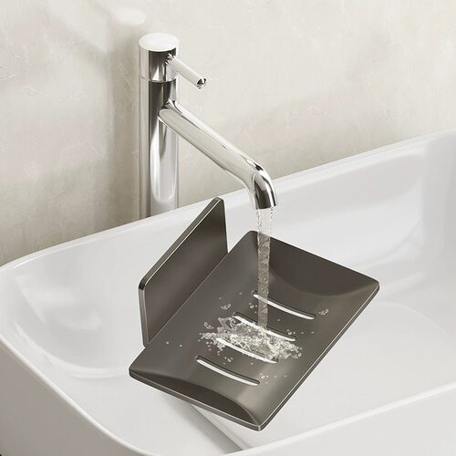Gray Space Aluminum No Drill Soap Dish Holder