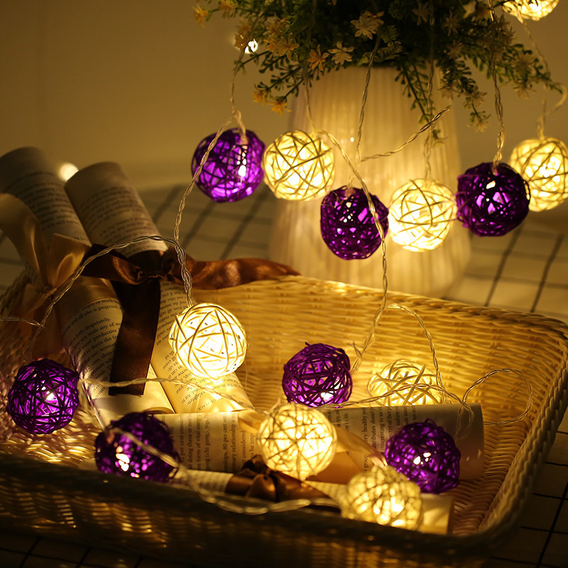 彩灯闪灯串灯满天星泰国藤球灯浪漫卧室装饰灯霓虹灯房间布置小灯