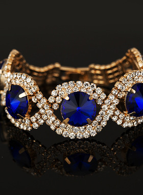 羽菲饰品 多色水晶手镯 饰品 水钻手链B002