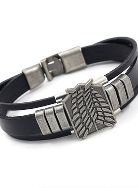 朋克男士创意手链卡通进击的巨人手镯动漫系列Temu热卖手饰