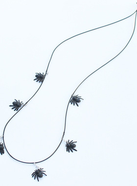 欧美万圣节新款创意黑蜘蛛项链哥特式另类夸张吊坠新奇朋克锁骨链