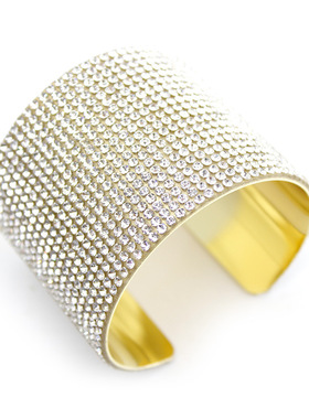 新品明星款亮闪镶钻新娘手镯时尚简约女波西米亚水晶手饰