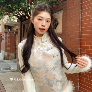 大家闺秀~冬季气质新中式国风鸵鸟毛夹棉马甲