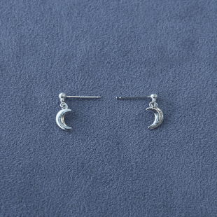 SALE E PEPE胡椒盐 纯银月亮吊坠耳钉