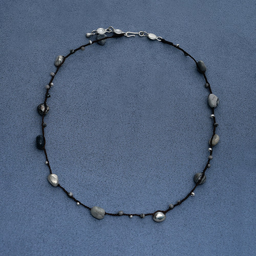 SALE E PEPE胡椒盐·纯银编织项链 网格石彩虹石