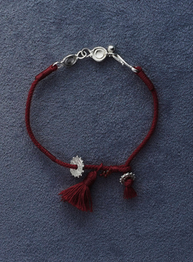 SALE E PEPE胡椒盐·纯银圆盘流苏红绳手链 新年限定 礼物