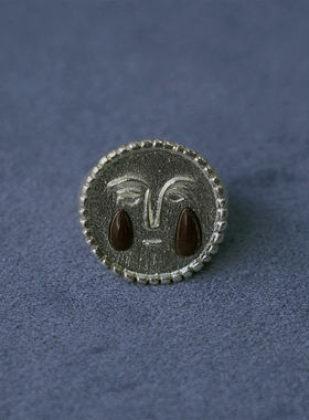 SALE E PEPE胡椒盐·纯银卵石红酒泪滴戒指