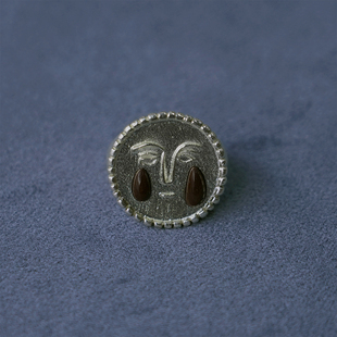 SALE E PEPE胡椒盐·纯银卵石红酒泪滴戒指