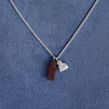 SALE E PEPE胡椒盐 纯银红卵石合影项链