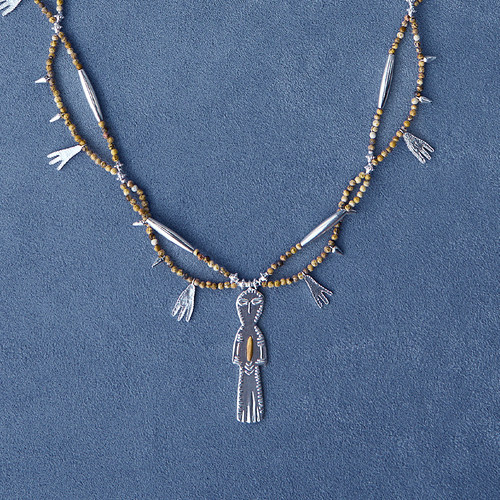 SALE E PEPE胡椒盐 纯银图画石使者串珠项链