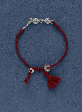 【欧阳娜娜同款】SALE E PEPE纯银圆盘流苏红绳手链新年礼物平安