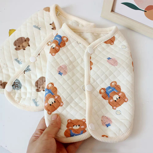 全棉棉纱背扣宠物狗狗猫咪秋冬衣服马甲居家服防掉毛比熊马尔济斯