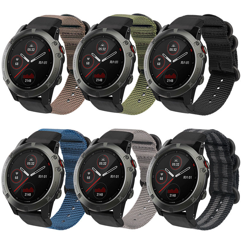 适用佳明gaminfenix7x手表表带尼龙帆布表带快拆fenix3hr表带