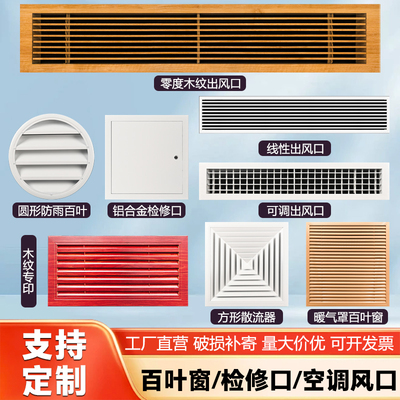 铝合金检修口装饰盖暖气罩百叶窗空调出风口进风口防雨百叶窗定制