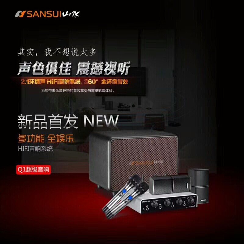 山水家庭影院小型k歌音箱套装