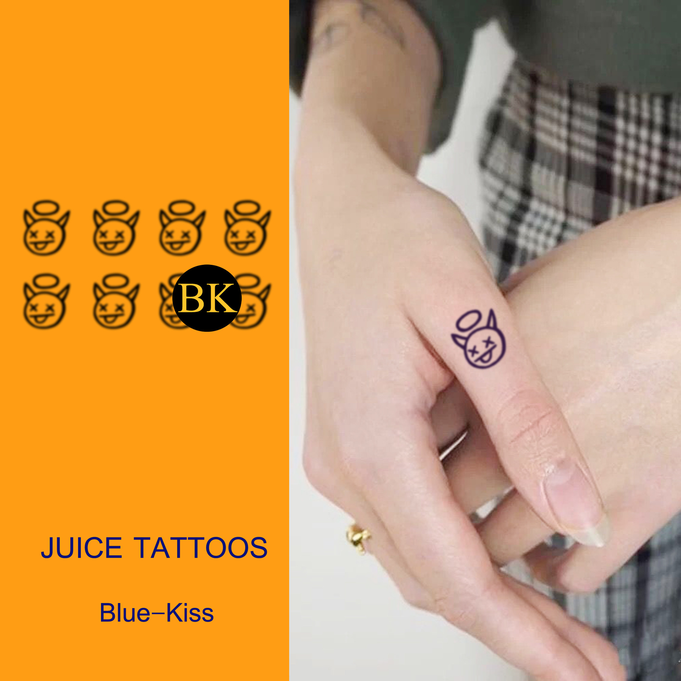 bluekiss蓝吻 天使小恶魔纹身贴可爱小图案草本半永久防水女耳后