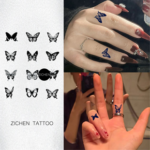 ZICHEN 手指蝴蝶草本纹身贴防水女持久高级感可爱小图果汁贴纸