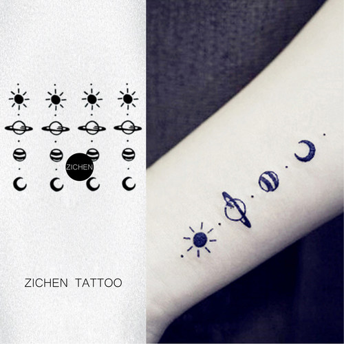 ZICHEN 宇宙星球小清新手腕果汁纹身草本贴防水持久男女ins小清新