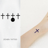 ZICHEN 手指小图简约风十字架手腕纹身贴半永久草本持久男女简约