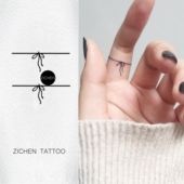 ZICHEN 蝴蝶结戒指小清新手指小图案直线草本纹身贴女生持久防水