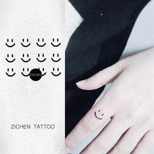 ZICHEN 可爱表情草本纹身贴果汁贴手指小图持久防水女小清新 笑脸