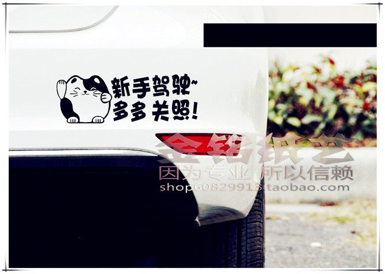 汽车贴纸 反光车贴 搞笑贴 个性贴 车尾贴，新手驾驶 多多关照,汽车用品/电子/清洗/改装,汽车装饰贴/反光贴,淘宝优惠券,粉丝福利购,淘宝优惠卷
