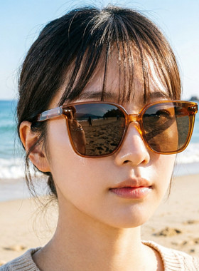 韩国网红经典主播旅游海边度假太阳眼镜女式高温防晒香槟茶色墨镜
