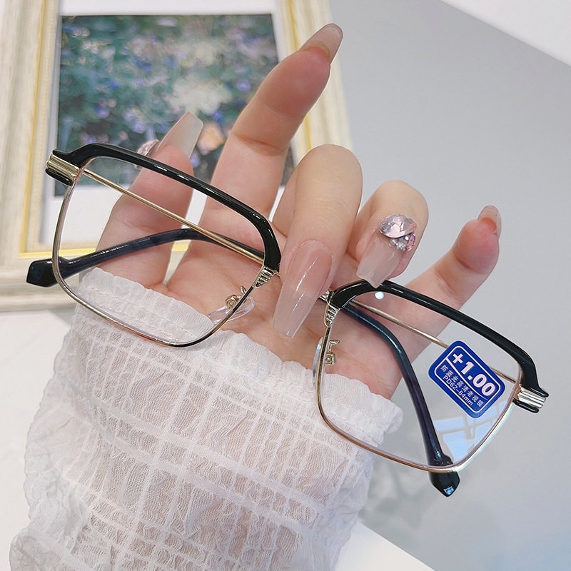 高清防蓝光老人眉线框金属老花镜2025男女父母看手机护目老光眼镜