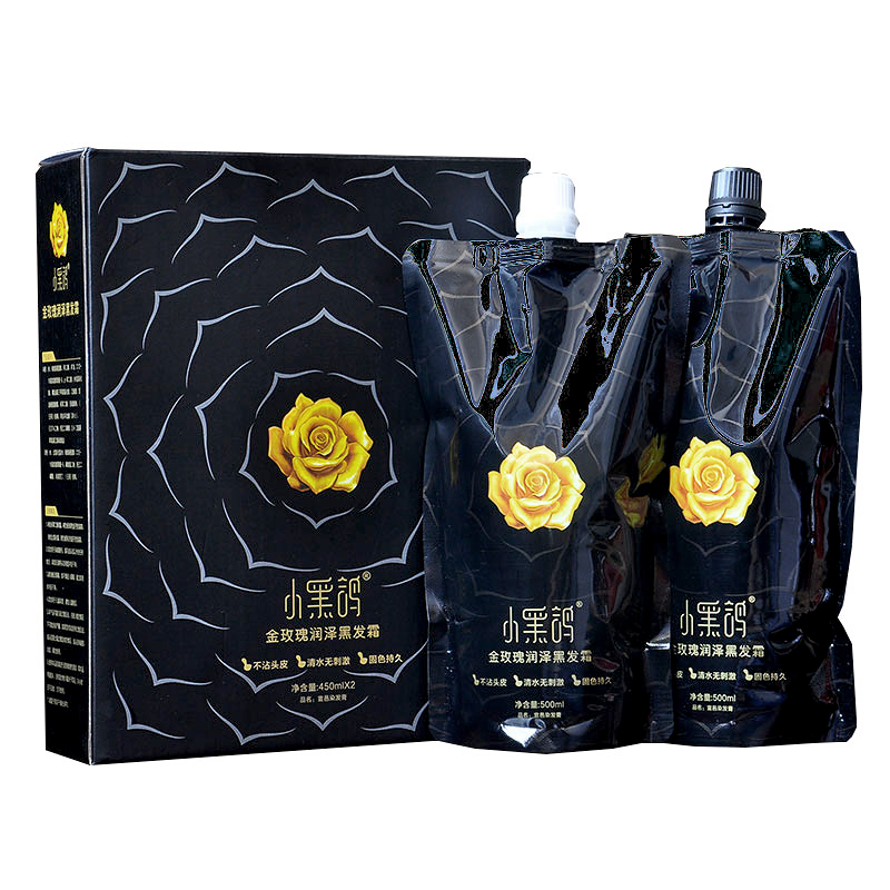 宣邑小黑鸽金玫瑰润泽黑发霜450mlX2不沾头皮清水黑油老年染发膏