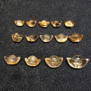 天然水晶金元宝 钛晶金发晶吊坠挂件小摆件 钛晶金发晶小元宝