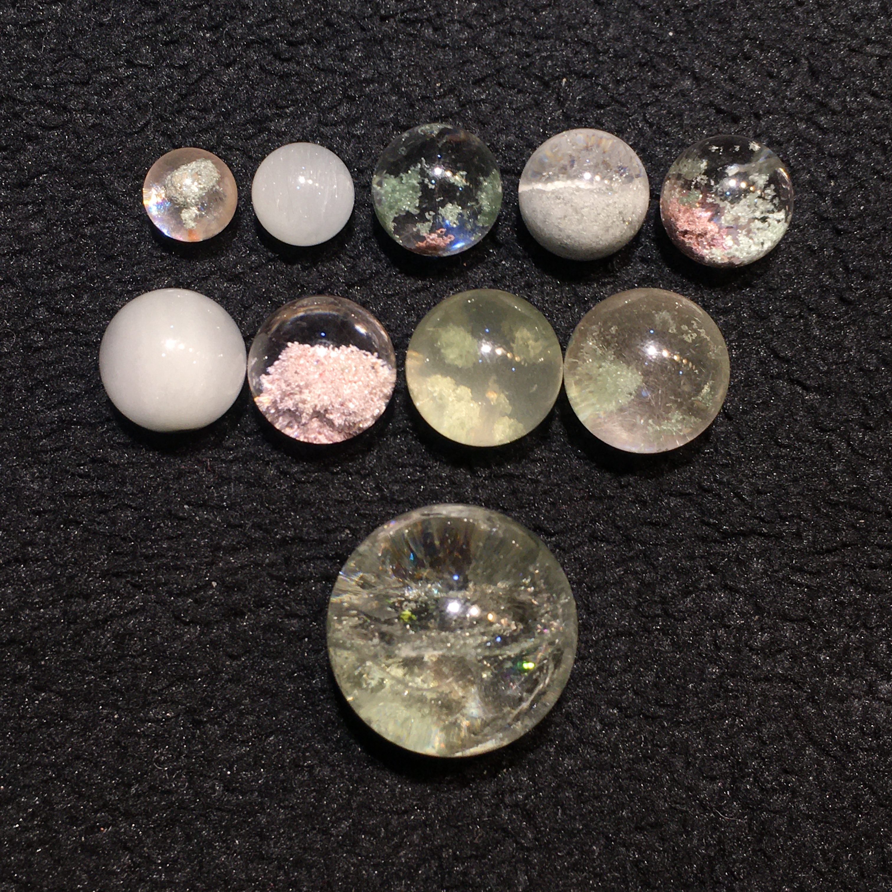 天然兔毛水晶幽灵水晶白兔毛粉绿幽灵圆珠单珠散珠多宝diy配件