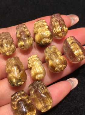 天然钛晶金发晶貔貅配件多宝diy手链手串隔珠项链吊坠戒指配件等