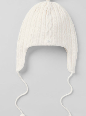 alo新款Cable Knit Winter Bliss Earflap冬季保暖护耳可爱针织帽