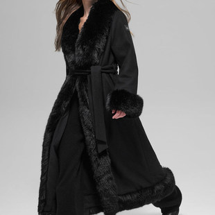 Faux Coat人造毛皮饰边长款 Fur Longline 大衣 Trimmed alo新款