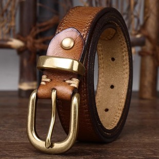 百搭牛仔潮 时尚 2.8CM宽腰带女装 饰真皮皮带女针扣纯牛皮复古韩版