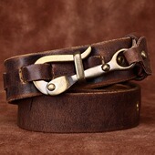 3.8重工水洗做旧阿美咔叽美式 复古手工头层牛皮腰带男士 真皮皮带