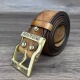 3.8宽男士 真皮皮带纯铜六代风尘花扣腰带头层牛皮皮带手工针扣男