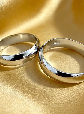 真白银S925银戒指男女特大加宽加细光面镜面儿童特小尾戒情侣刻字