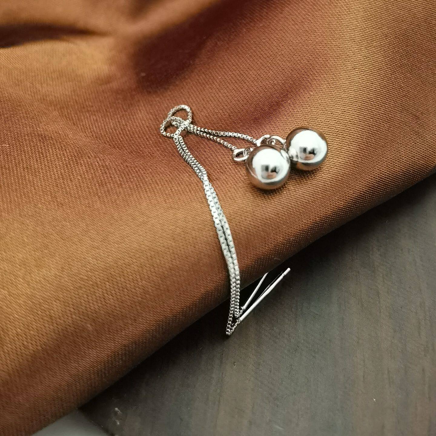 通体纯银耳环女银珠圆珠珠耳线瘦脸耳饰品长耳坠S925银镀白金刻字