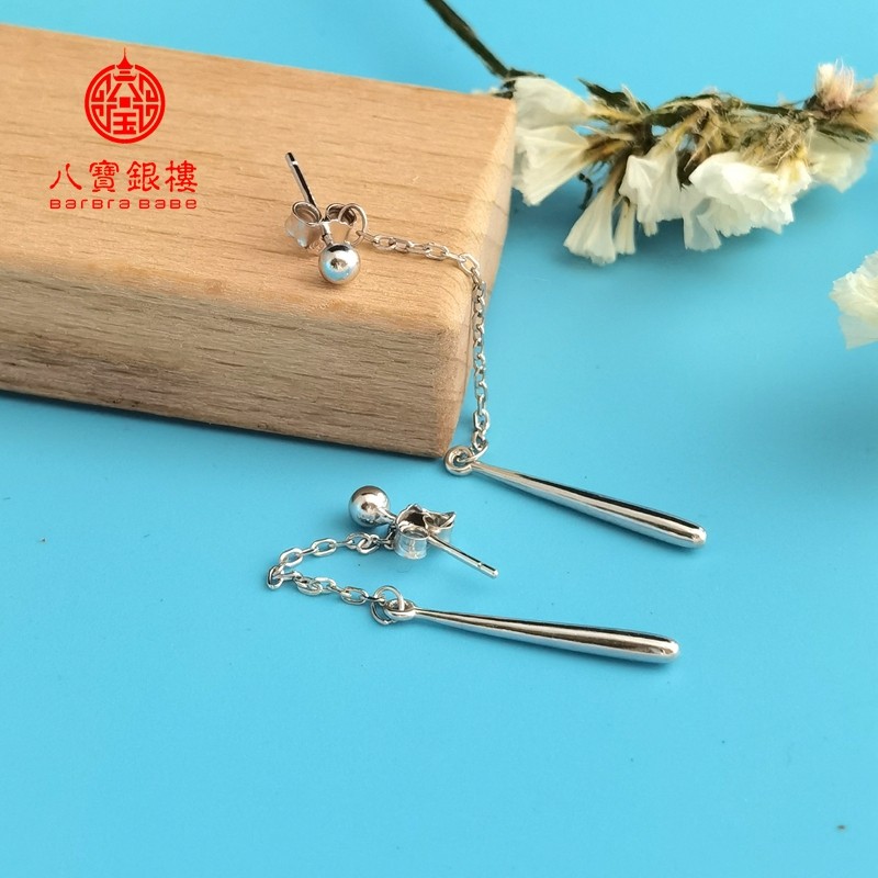 保真S925银全纯银耳环女耳钉背挂式耳线长款耳坠显脸瘦高级感刻字