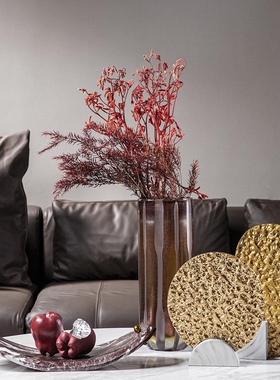 现代 银色肌理哑光果盘摆件 大理石纹 诧寂奶油风 客厅茶几配饰